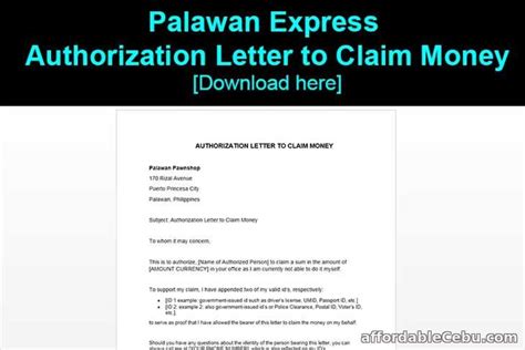 palawan express text message claim|Palawan Express Authorization Letter Claim Money.